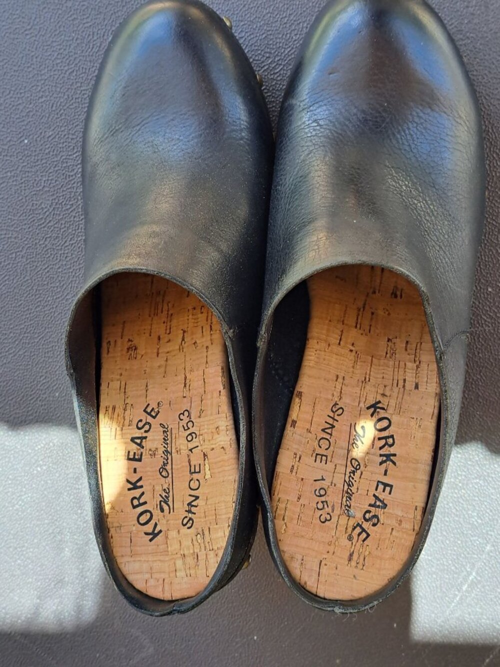 Kork-Ease Sudbury Black Leather Clogs 7 Wooden Block Heels Studded Slip-On Mules - Picture 2 of 11